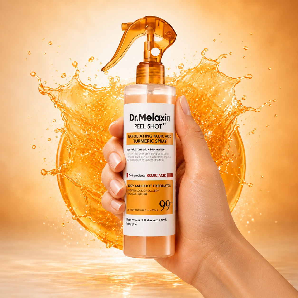 Dr.Melaxin Peel Shot Body Keratin Care Kojic Acid Turmeric Spray with AHA & PHA 200 ml